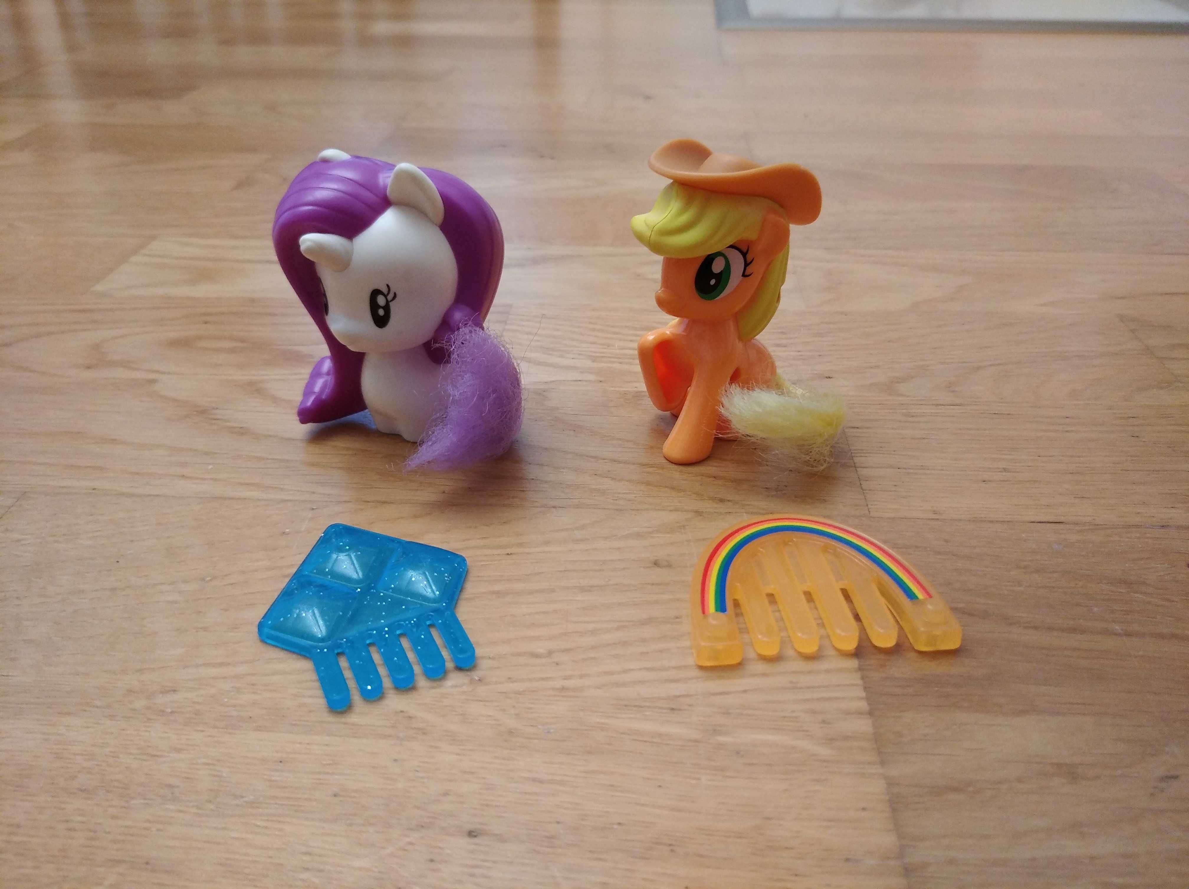 Kucyki 2x Pony Rarity Applejack Hasbro McDonalds + grzebyki