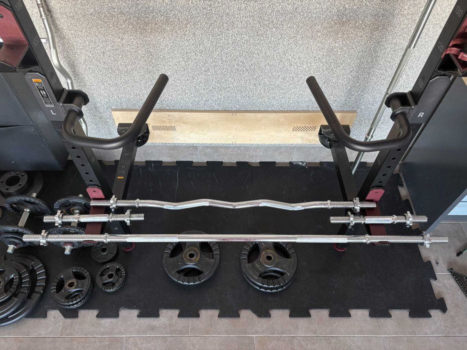 Zestaw, gryfy Hop-Sport prosty 167 cm, łamany 120 cm, hantle 40 cm