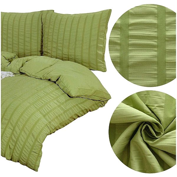 Pościel 200x220 Komplet 3 części Kora Jednolita Pasy Clea 03