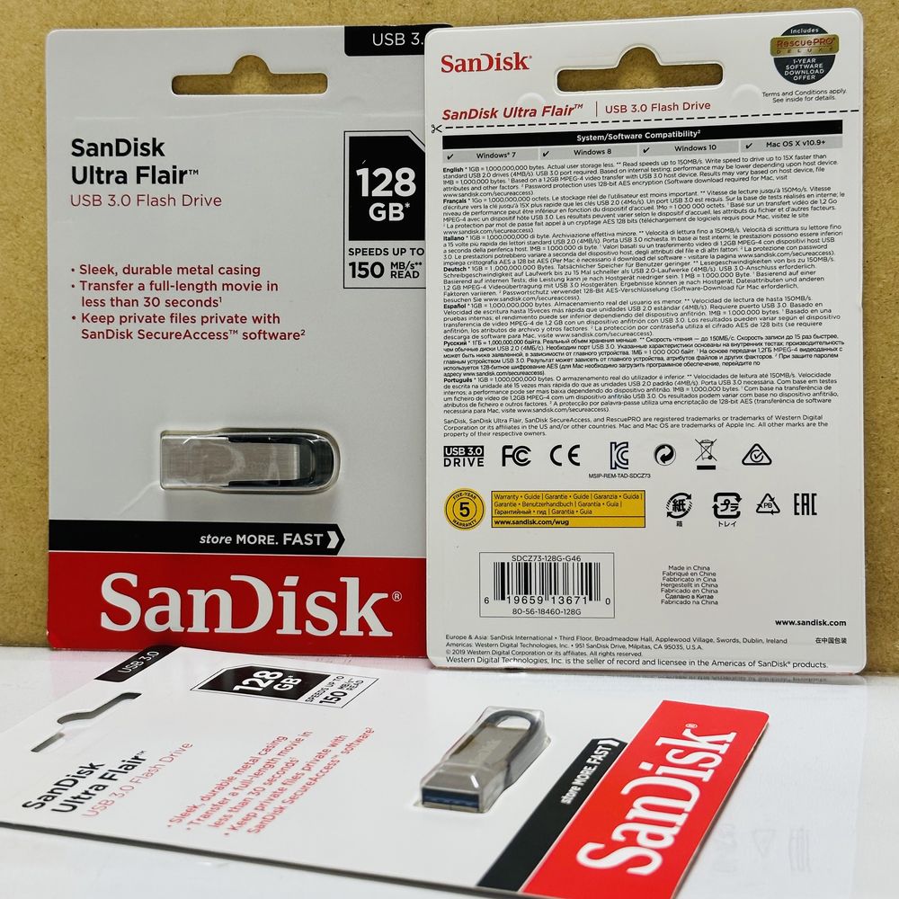 Нова оригінальна флешка SanDisk Ultra Flair 128Гб