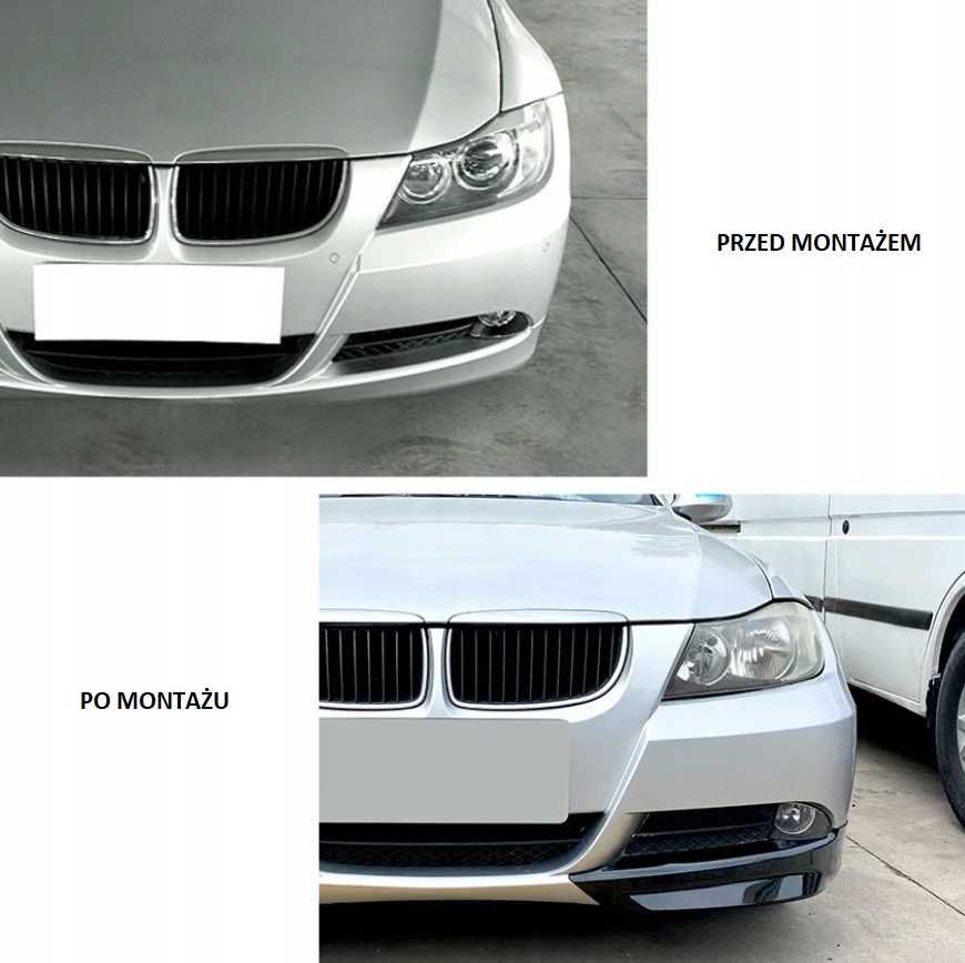 Dokładka zderzaka splitter CZARNY POŁYSK dla BMW E90 E91 2005/2008