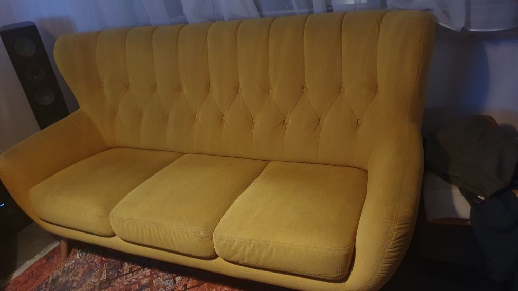 Kanqpa Sofa 3 osobowa żółta loft