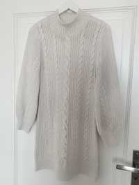 Abercrombie&Fitch swetrowa dzianinowa sukienka biała śmietankowa