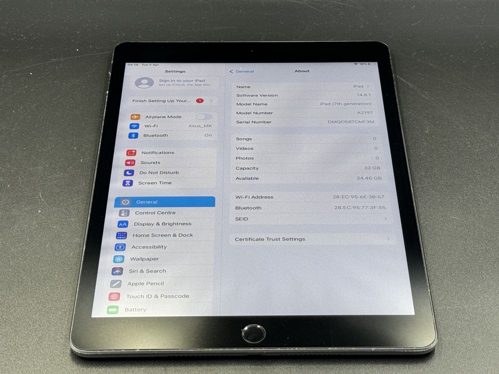 iPad 7. gen. 32GB (A2197) - WiFi - faktura VAT 23%