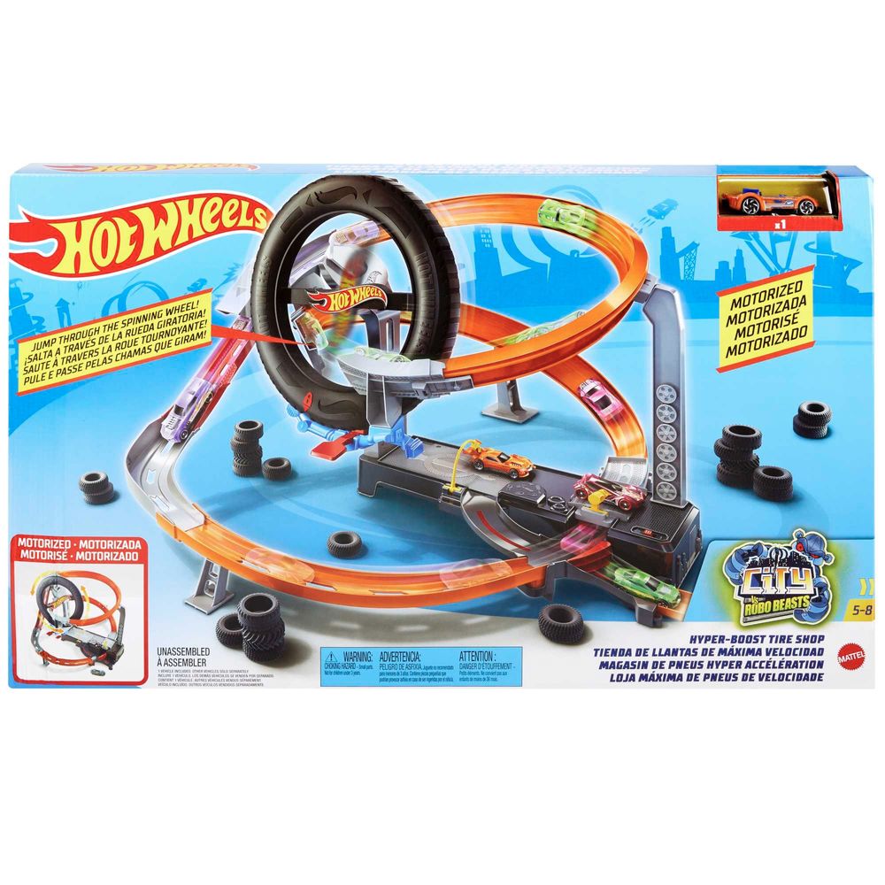 Hot wheels city hyper boost tire shop hiperator opona napęd elektrycz