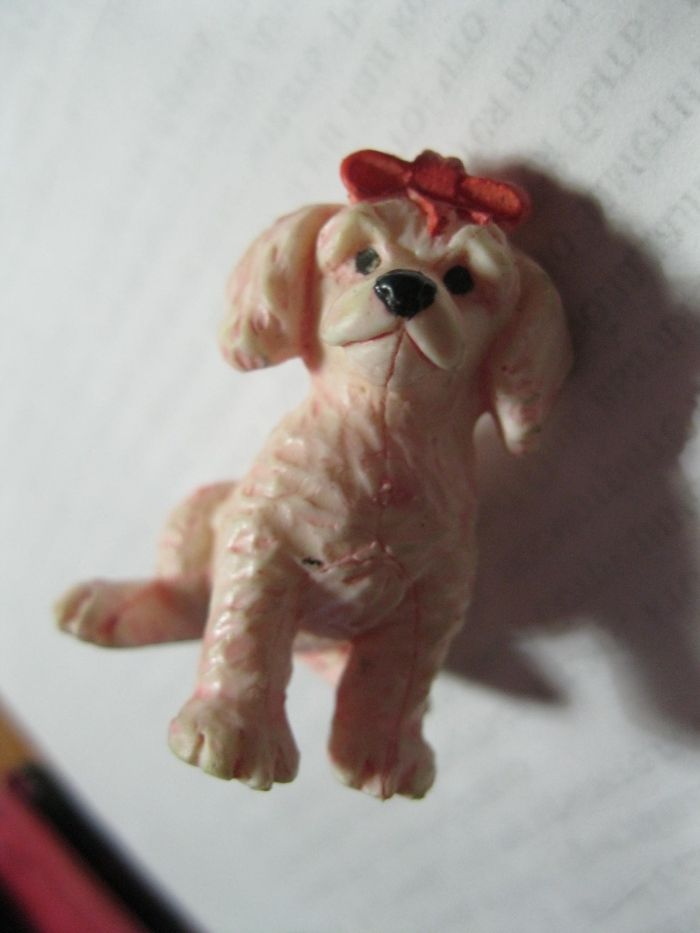 игрушка резина белый пудель milto 1993 собака песик фигурка бантик