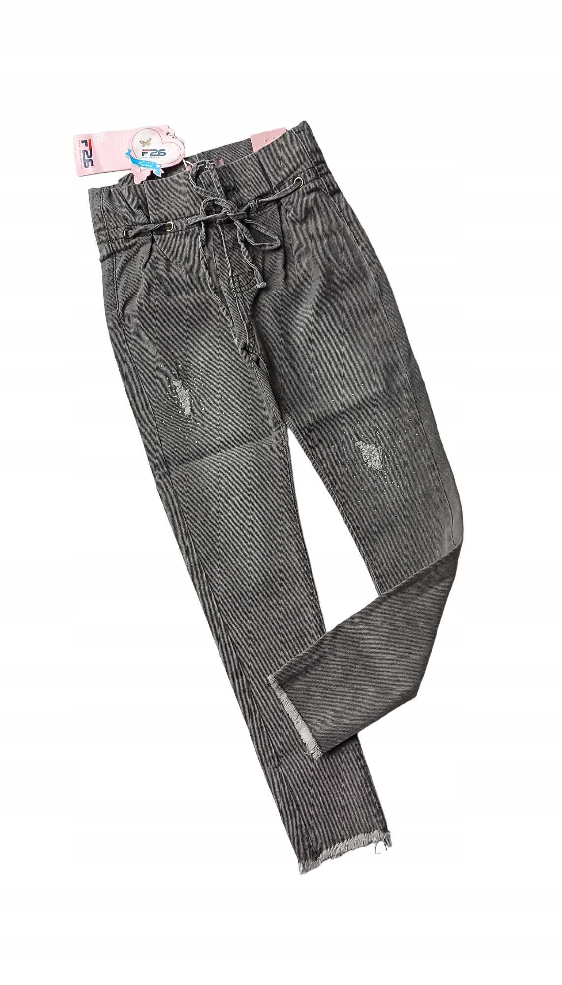 Spodnie jeans dla dziewczynki na gumce nowy 134-140