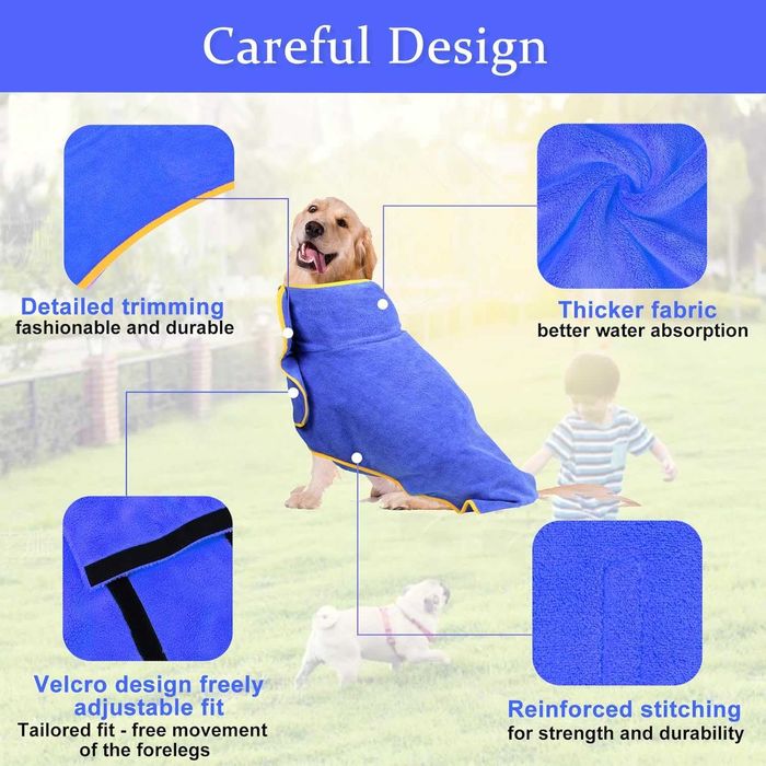 Ręcznik kąpielowy szlafrok dla psa M AovYoo shih tzu mops szpic