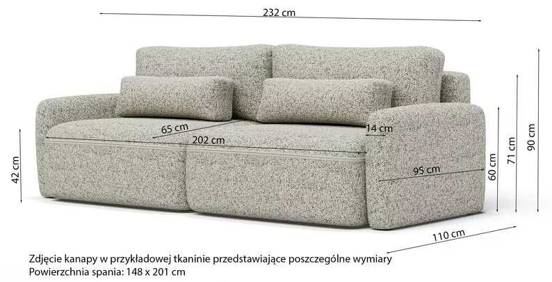 Tina – Rozkładana sofa z bokami do wyboru i dużym schowkiem. Dostawa 0