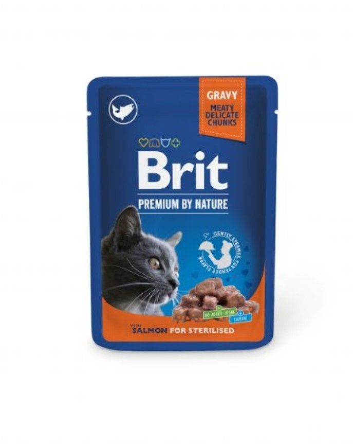 Brit premium pouches salmon for sterilized 10x100g