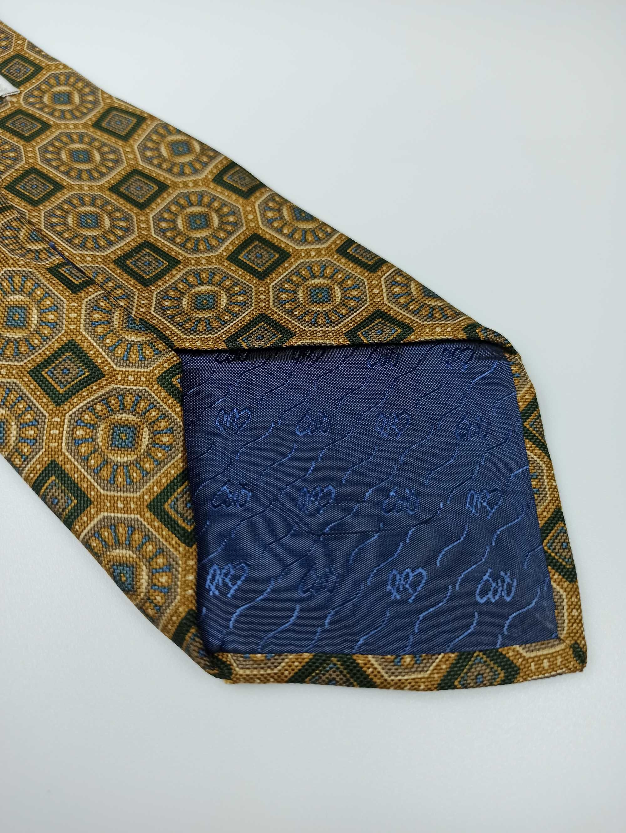 Pierre Balmain brązowy jedwabny krawat geometryczny q24