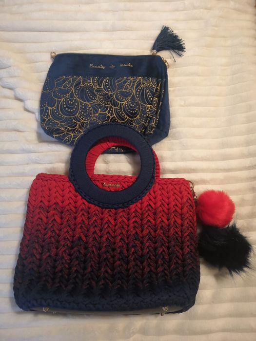 Granat czerwień śliczna torebka handmade