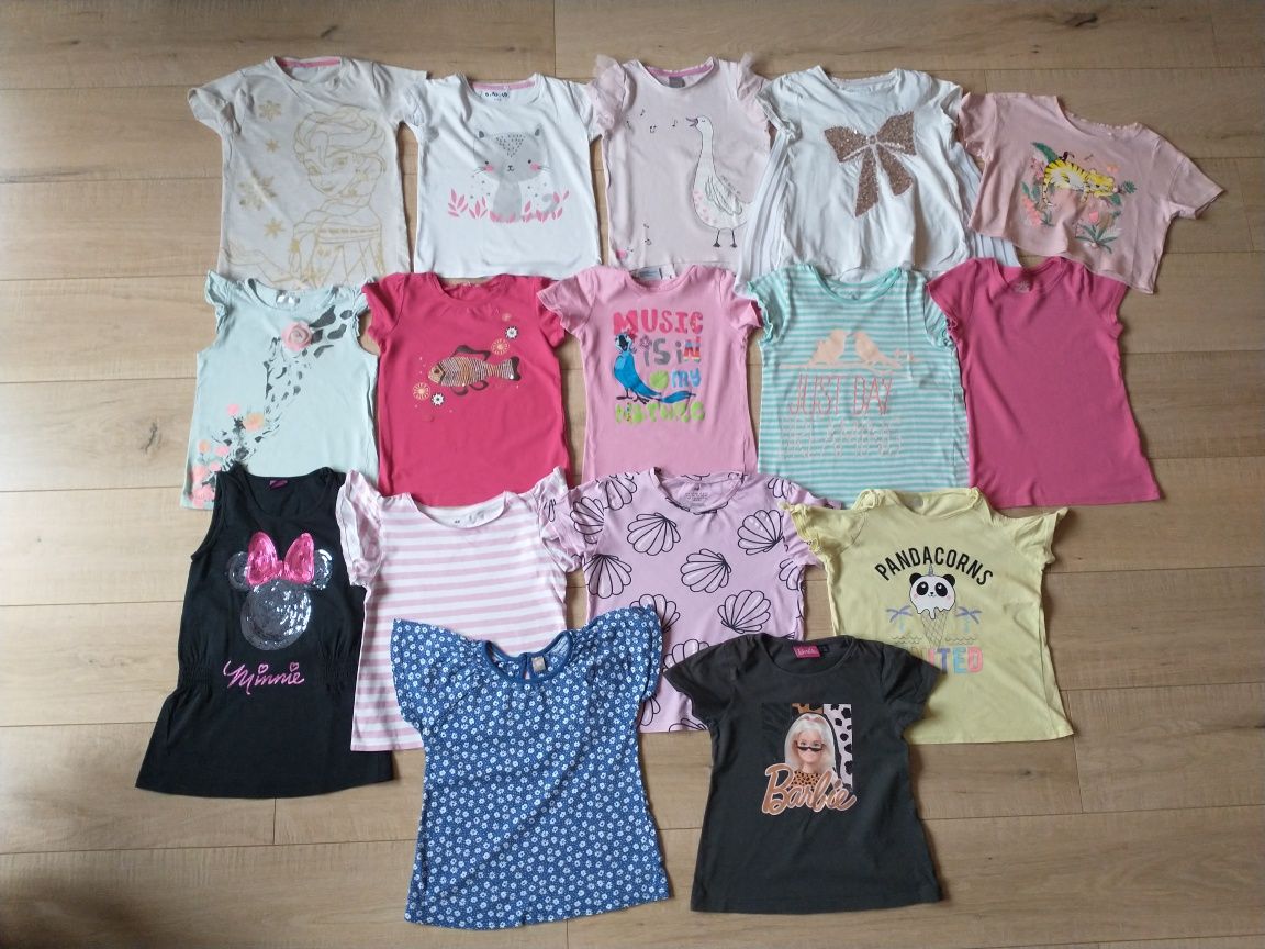 Koszulki bluzki dziewczęce z krótkim rękawem H&M Lupilu Pepco 110/116