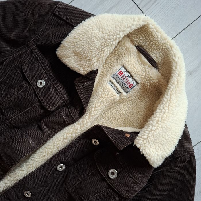 Mustang kurtka damska S sztruks brązowa sherpa jacket baranek trucker