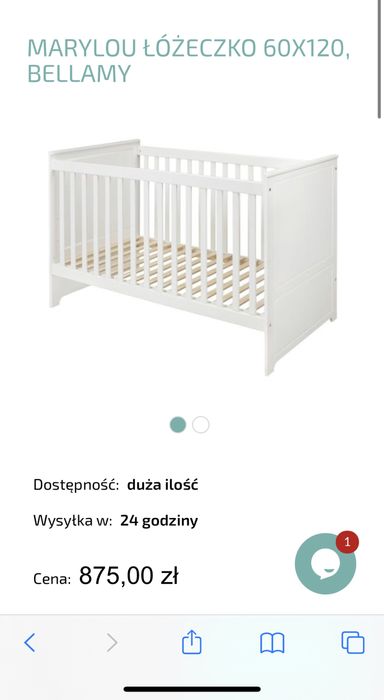 Lozeczko niemowlece Model marylou Bellamy biale 60x120