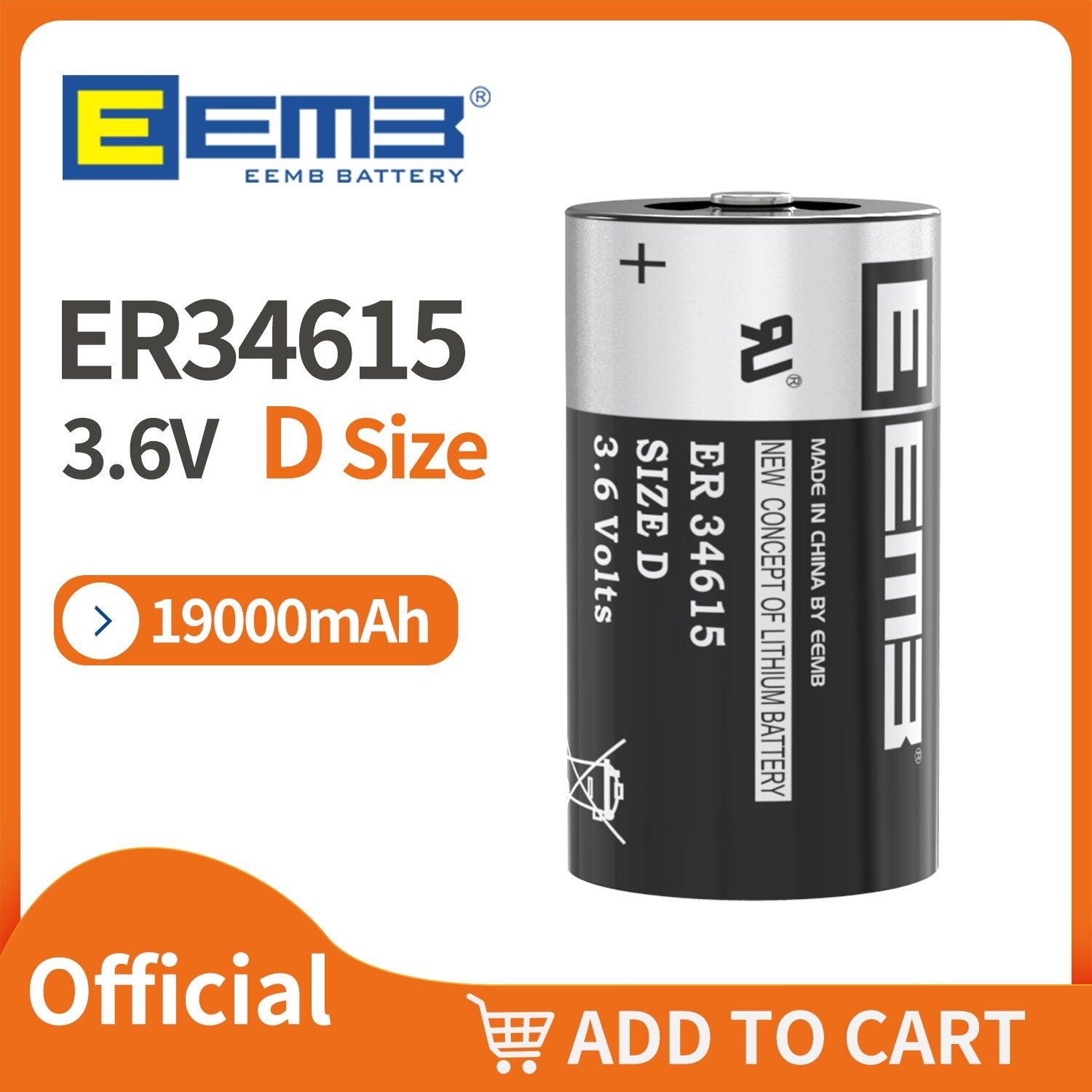Батарейка  EEMB ER34615  3.6 В