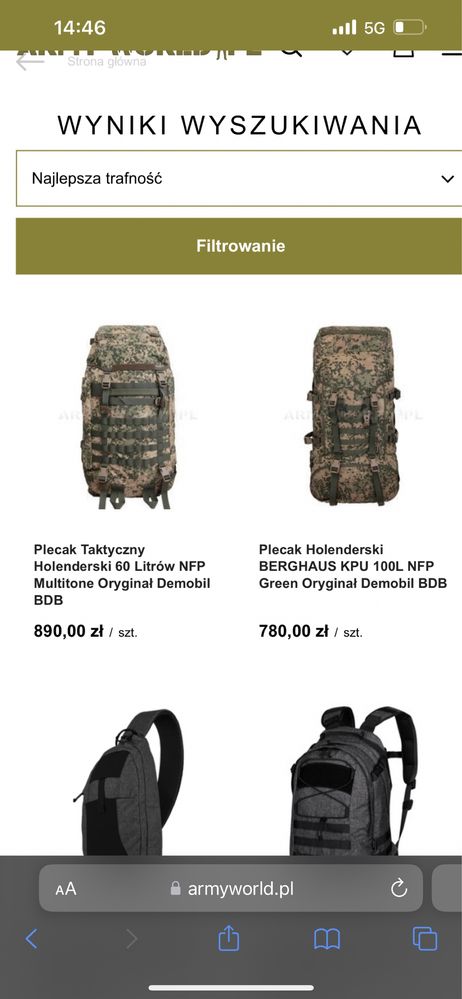 Najnowszy model plecaka wojskowego Holandii NFP 80l