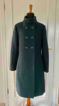 Zielony wełniany dwurzędowy płaszcz Monnari L