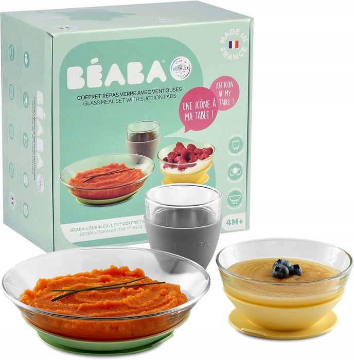 Zestaw do karmienia dziecka 4m+ – silikon + szkło, ergonomiczny