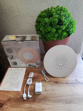 Radio Lampka LED Lampa Radiobudzik Budzik Alarm zegar biały