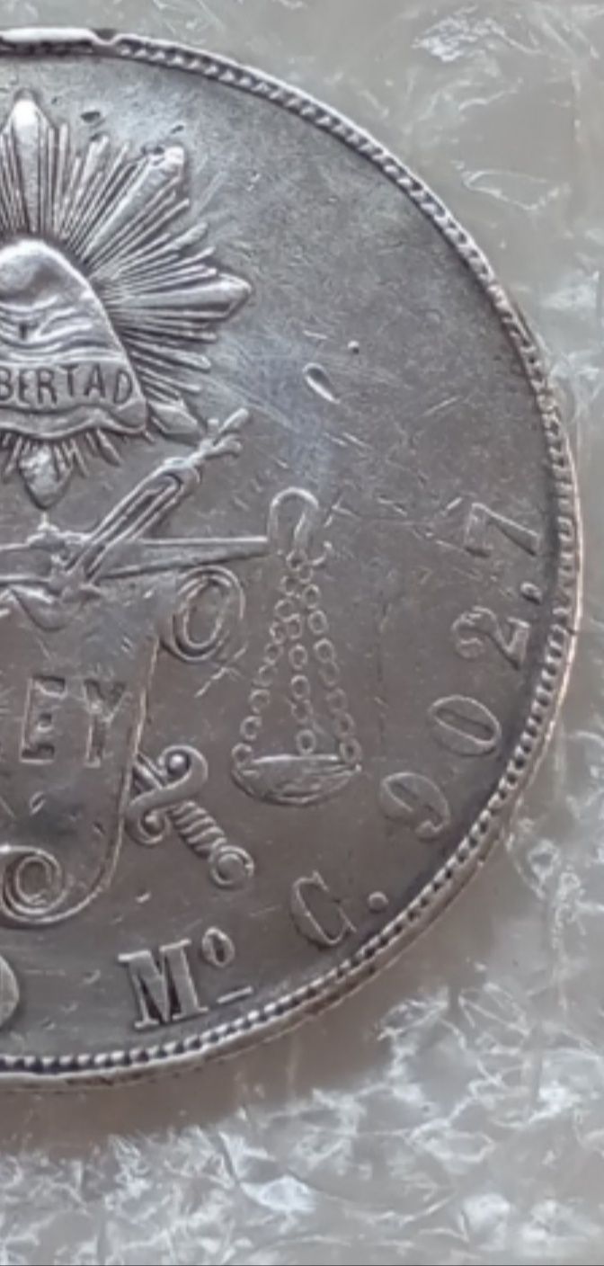 Moeda de prata mexicana 1870