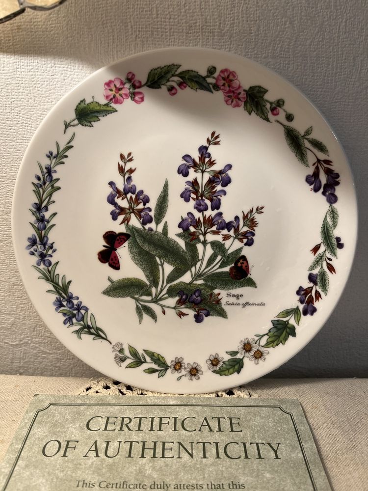 *KOMPLET 8 Elegancki ROYAL WORCESTER ZIOŁA MOTYL Vintage Kwiaty Talerz
