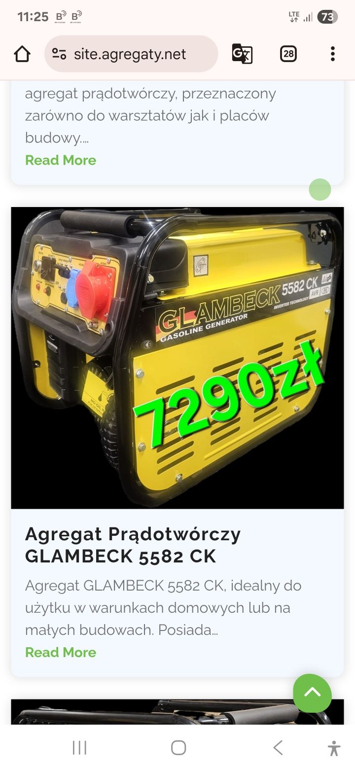 Agregat prądotwórczy, Gasoline GLAMBECK 5582 CK