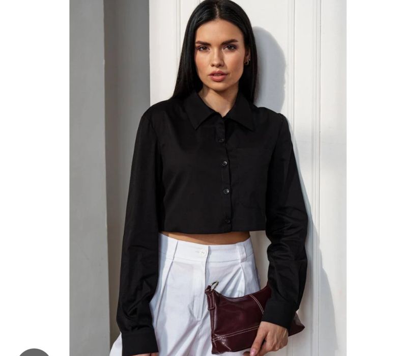 Рубашка атласна укорочена