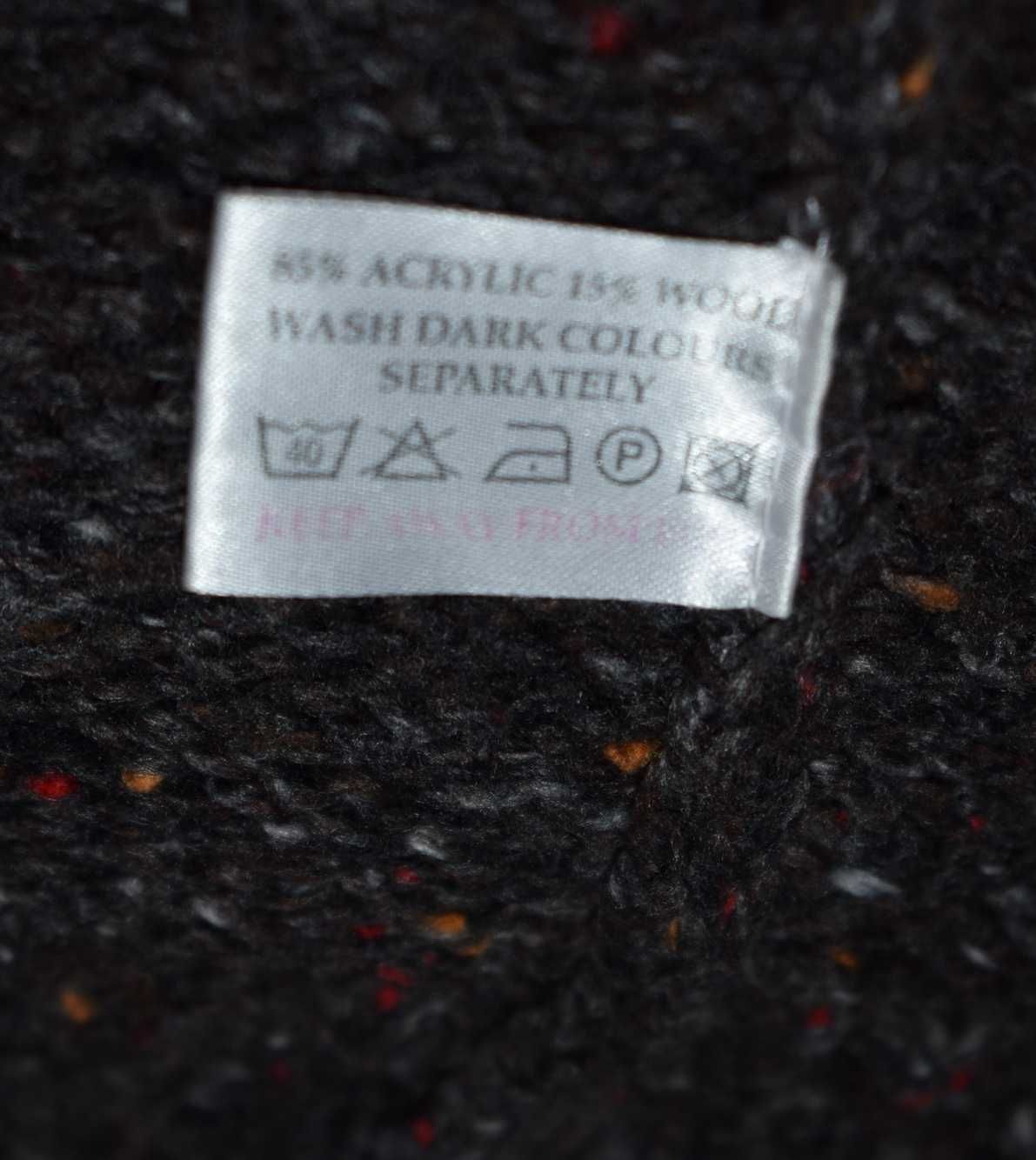 Sweter M L wełniany bordowy wełna 15% ciepły dzianinowy męski zimowy