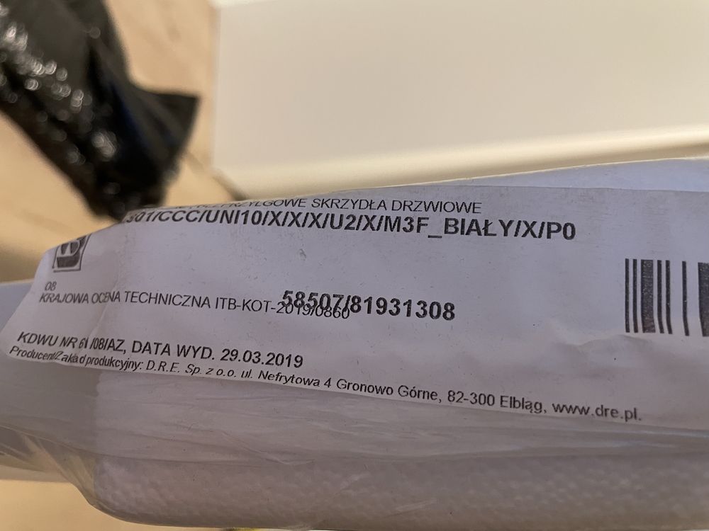 Drzwi przesuwane DRE + aluminiowa szuna + rama  Loft NOWE