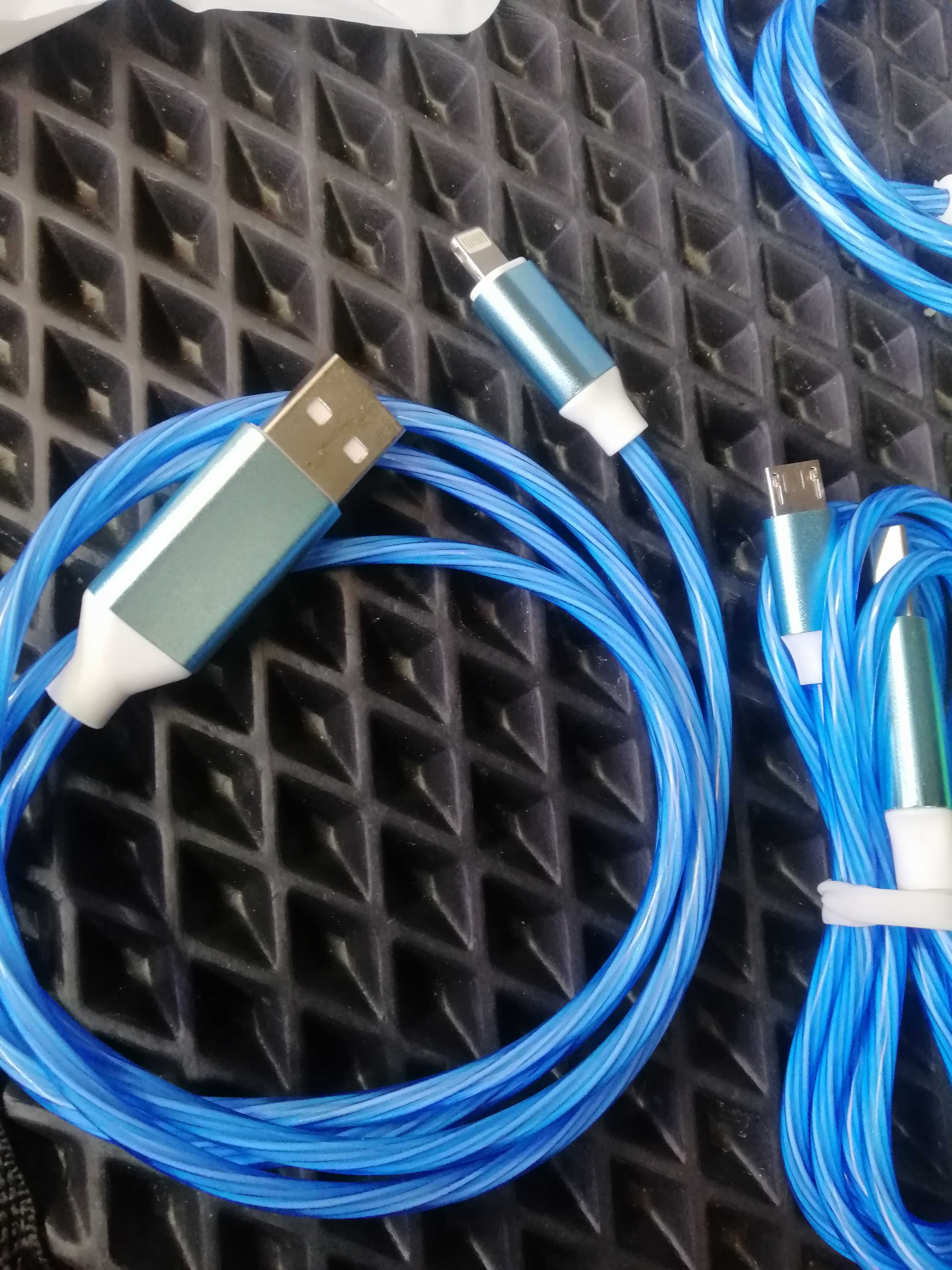шнур кабель светящийся под телефон айфон USB кабель 3 в 1 с подсветкой