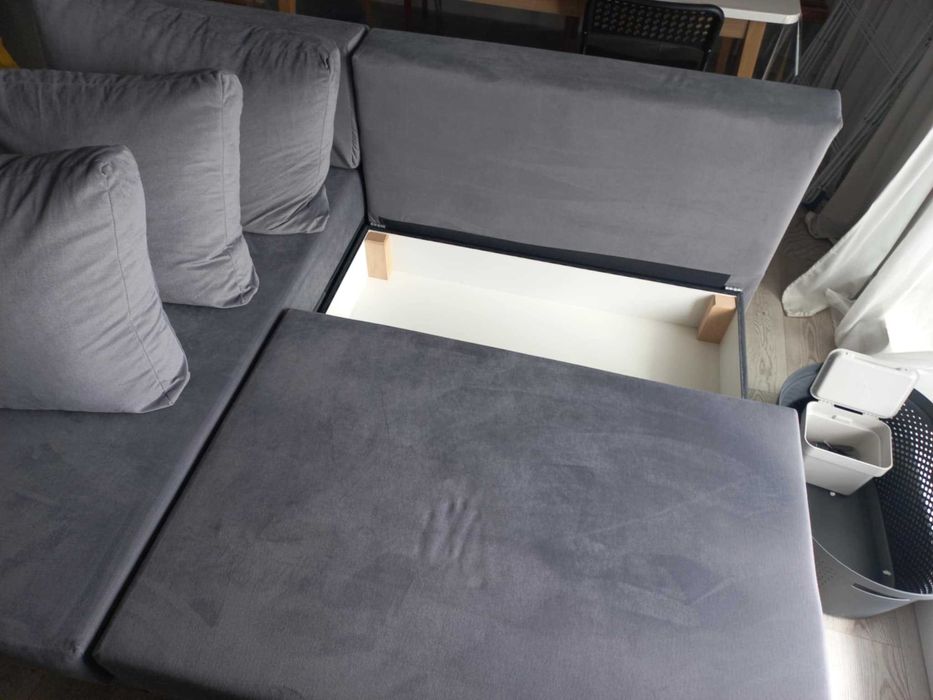 Narożnik z funkcją spania szary 180 x 140 cm