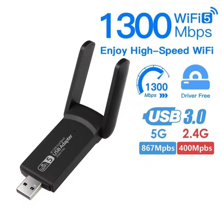 Adaptador WiFi Usb 1300Mbps - Dual Band 5G