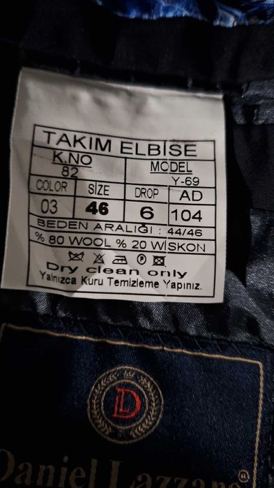 Garnitur męski - ciemny granat rozm. 46 młodzieżowy S stan jak nowy