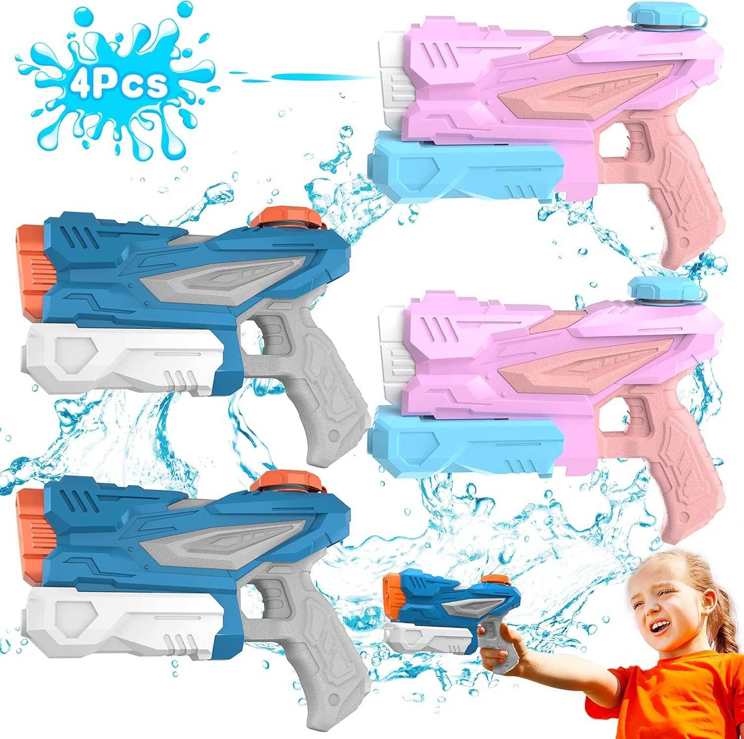 Pistolet na wodę dla dzieci zestaw 4 sztuki 300 ml P959