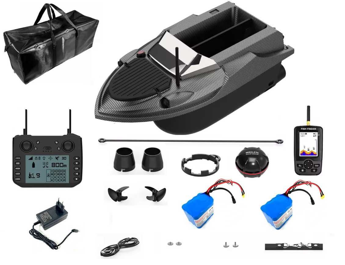 Łódka Zanętowa Echosonda Flytec V080 GPS Auto Powrót 2X Akumulator 20A