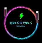 Świecący kolorowy kabel RGB do ładowania USB Typ-C do Typ-C 6A 66W