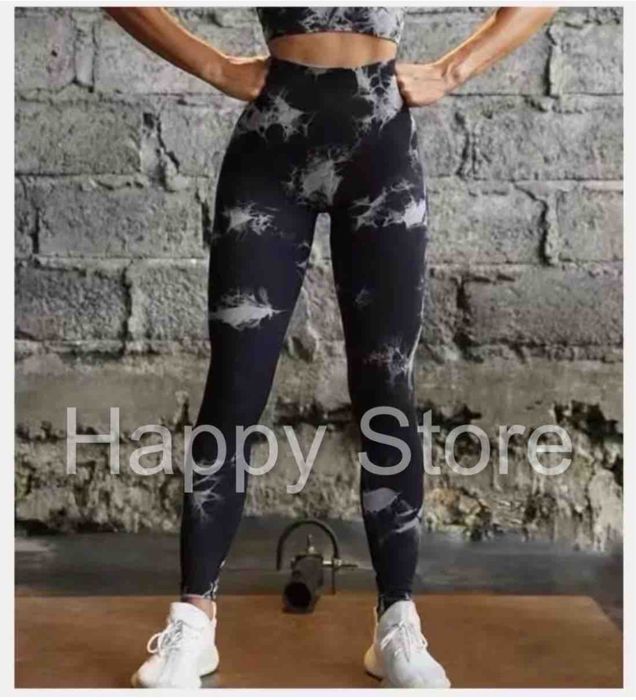 Лосини жіночі з ефектом пуш ап, чорні мармурові Рошмір S/М/L