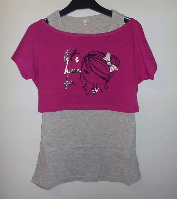 WYPRZEDAŻ 7 szt Komplet 2w1 koszulka bez rękawów + krótki top