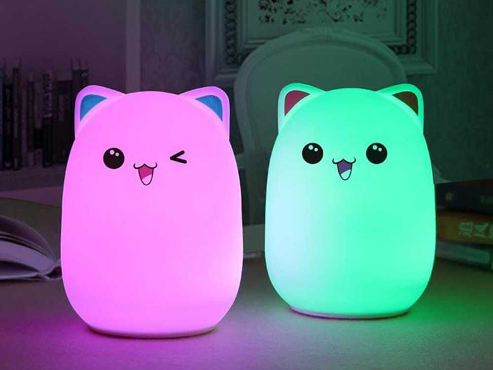 Lampka nocna dla dzieci led kot