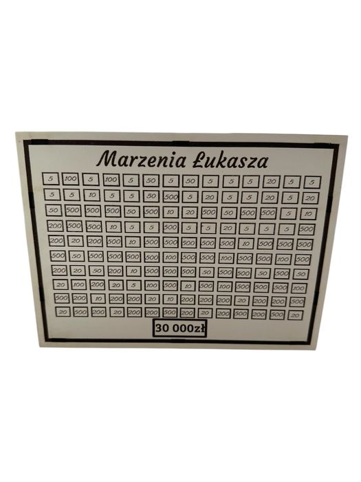 Skarbonka wykreslana dowlony grawer 30 000 zł prezent upominek biała