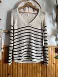 Sweter H&M, biały/kremowy w czarne paski