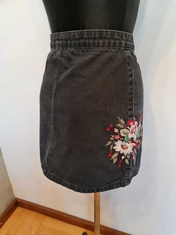 1215 Haftowana mini Denim&Co rozmiar S