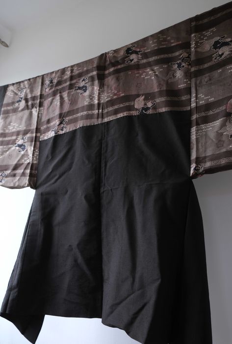 Japońskie haori męskie w lwy shishi czarne z zapięciem haori himo