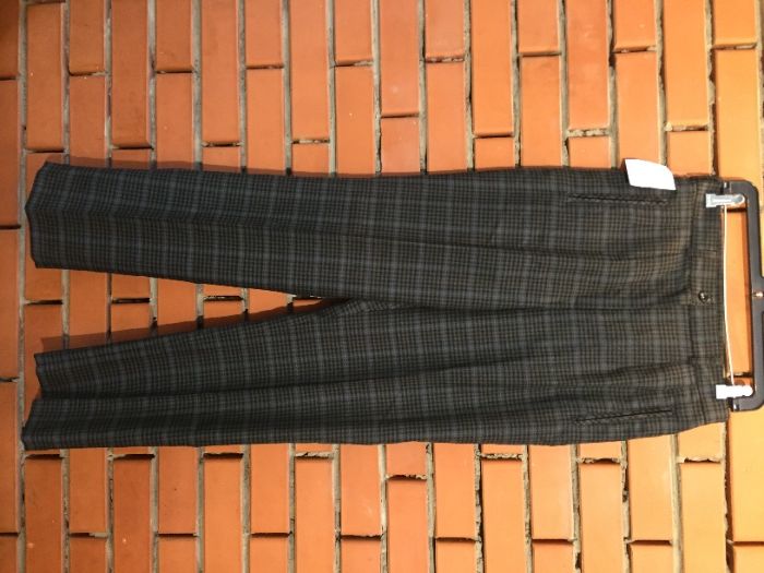 Винтажные шерстяные брюки в клетку с высокой посадкой 44-46 р.