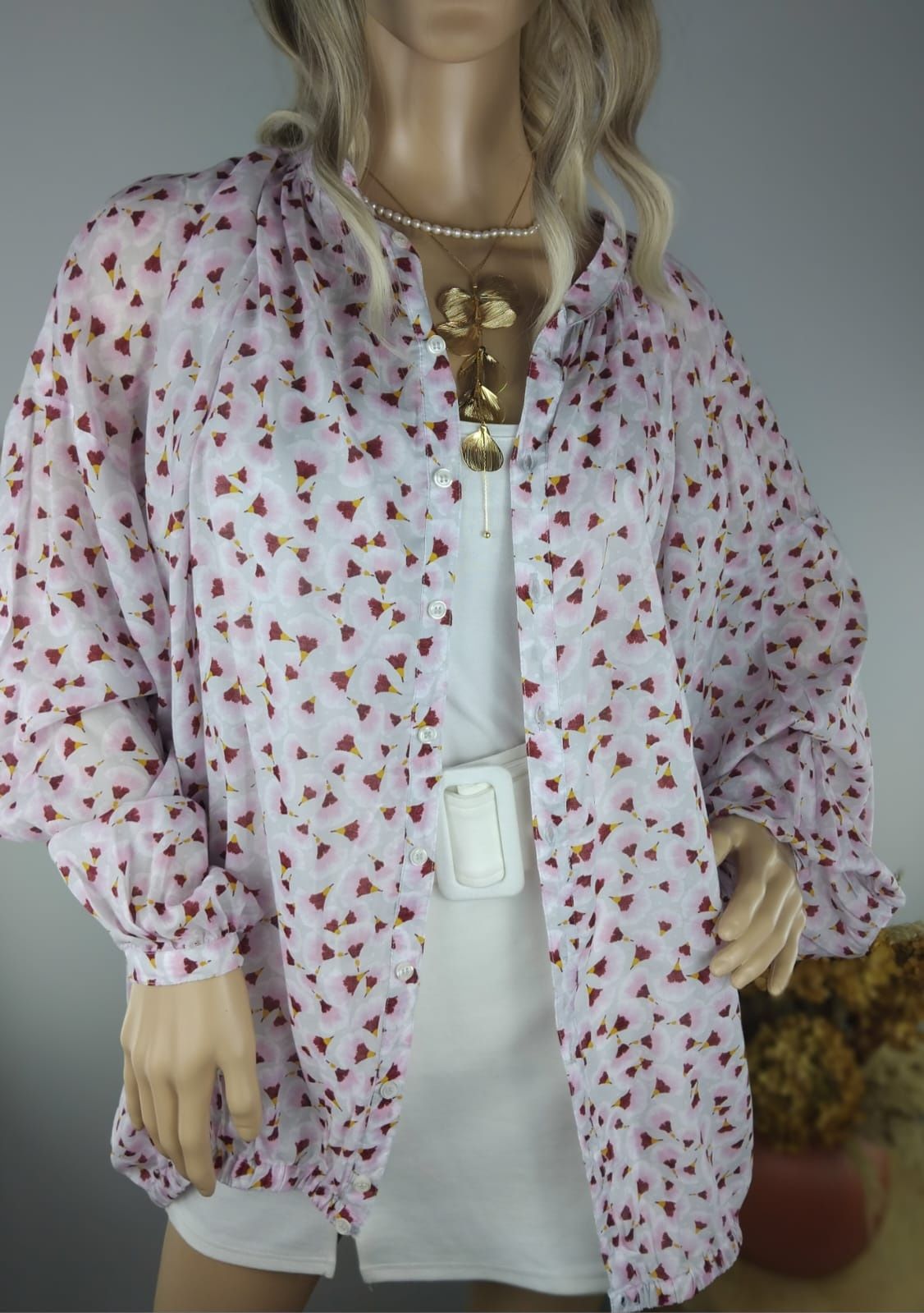 Jedwabna koszula w kwiatki ANNA Glover H&M bluzka lyocell 100% kwiaty