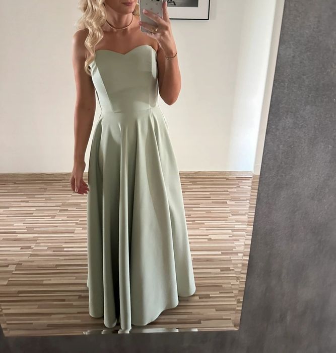 Kulunove judith rozkloszowana sukienka pistacjowa gorsetowa studniówka