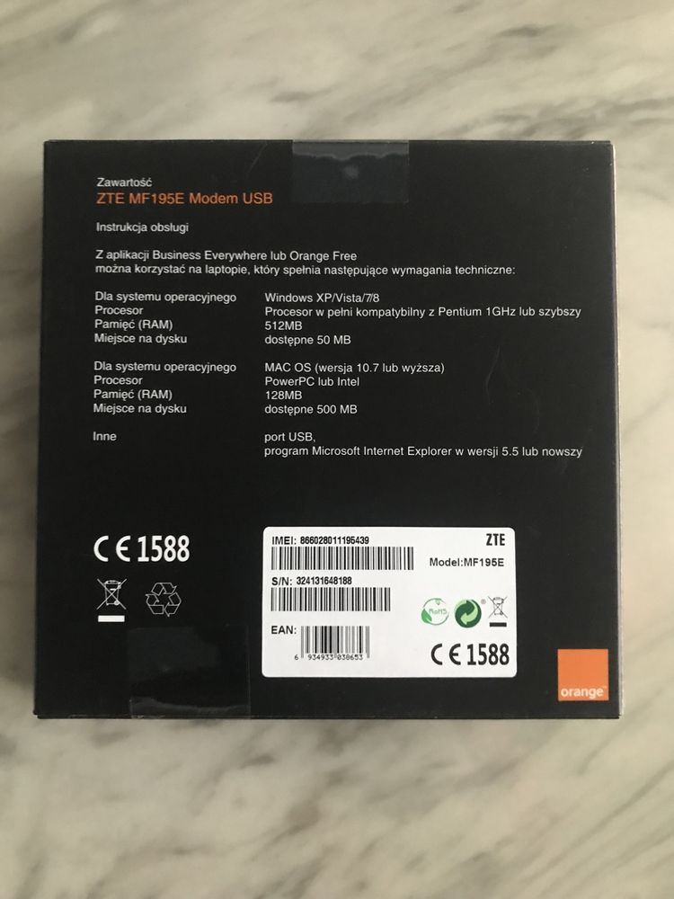 Modem USB ZTE MF 195E nowy z Orange