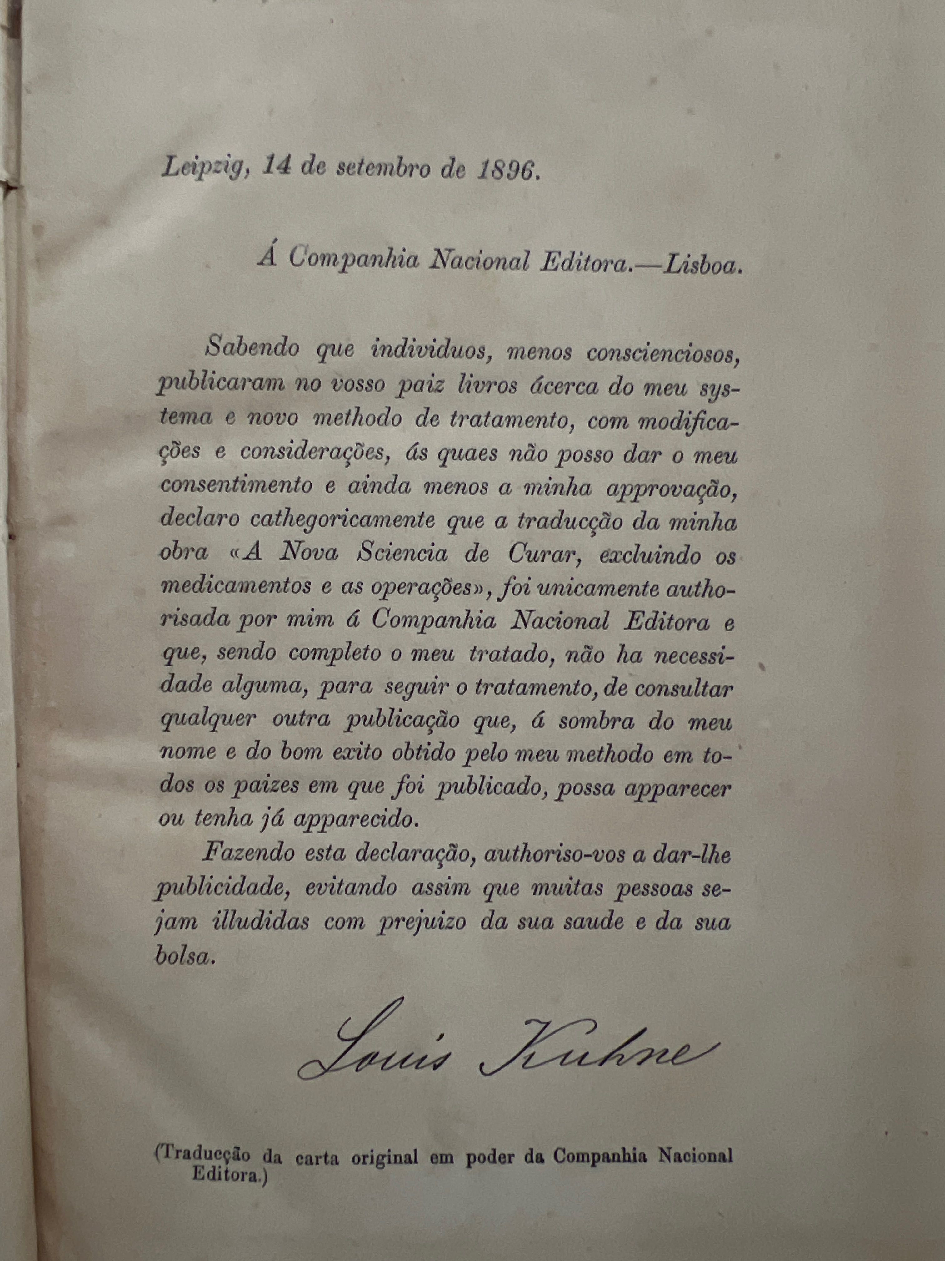 A nova sciencia de curar