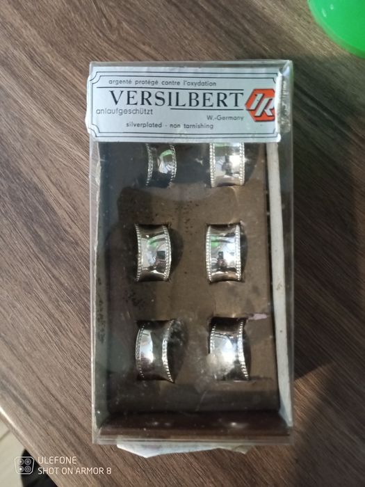 Pierścienie obręcze do serwetek posrebrzane 6 sztuk komplet stare